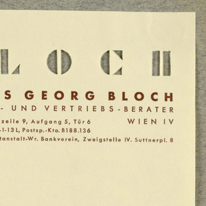 Letterhead, Hans Georg Bloch
