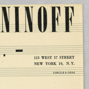 Print, Letterhead: Rachmaninoff, ca. 1945