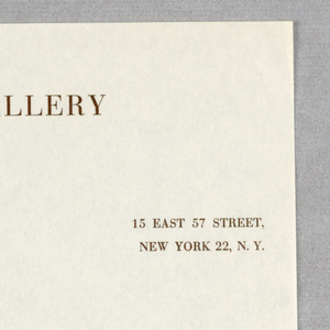 Sheet Of Stationery, Betty Parsons Gallery/Mod, ca. 1948