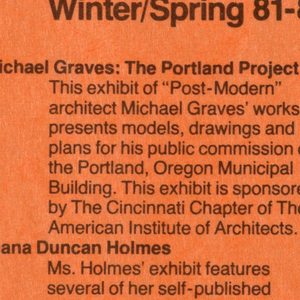 Insert, Exhibitions Winter/Spring