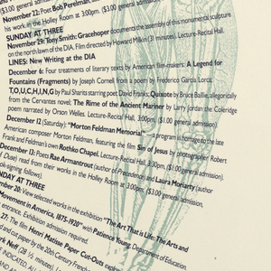 Poster, announcement: "Sunday at Three: November-December"  (from Lines series of lectures, Detroit Institute of the Arts)