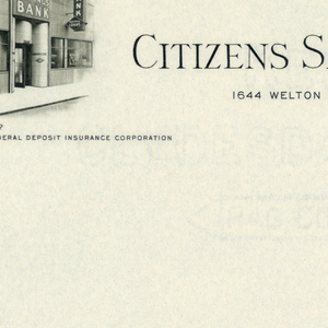 Letterhead Stationery, Citizens Savings Bank, De, ca. 1940–65