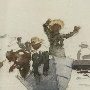 Drawing, Four Rowboats with Children, 1873