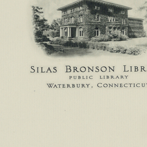 Letterhead, Silas Bronson Library, Wa, ca. 1940–65