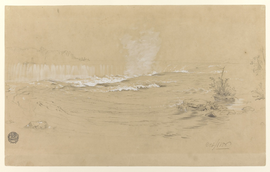 Drawing, Niagara, Horseshoe Falls and Goat Island, October 1856 Drawing, Niagara, Horseshoe Falls and Goat Island, October 1856