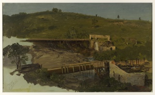 Drawing, Hill with Viaducts and Ruined Mills, Near Catskill, New York