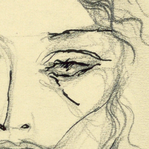 Drawing, Female Head, Front;  Lettering (Aborted)