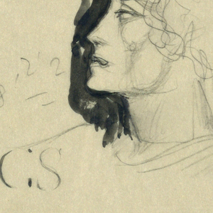 Drawing, Two Heads, Left Profile