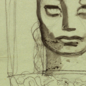 Ephemera, Female Head in Headdress abd Patterned Neckpiece