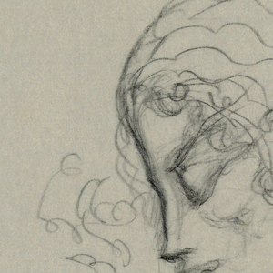 Drawing, Female Head, Left Profile, Tilted Downward