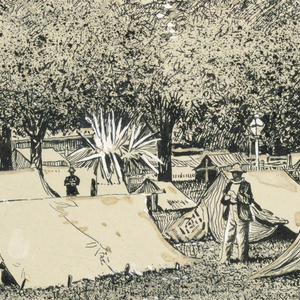 Drawing, Camp of the Homeless on Colonial Lake.