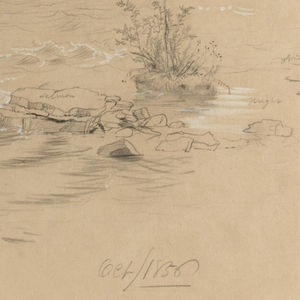 Drawing, Niagara: The Canadian Falls and Goat Island, October 1856