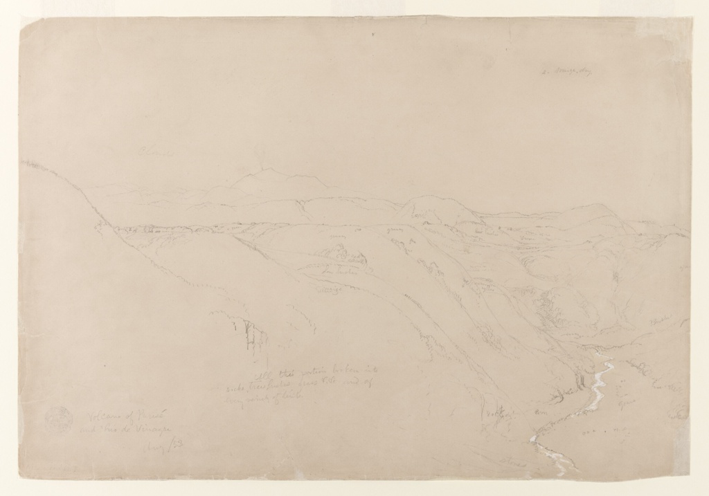 Drawing, Volcano Puracé and the Rio de Vinagre, Colombia Drawing, Volcano Puracé and the Rio de Vinagre, Colombia