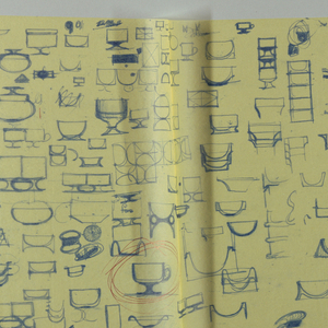 Drawing, Studies of glasses, cups,