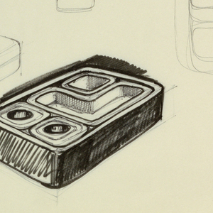 Drawing, Studies of stackable cont