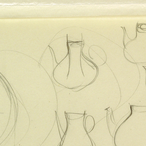 Drawing, Studies of teapots; detai