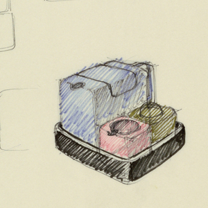 Drawing, Studies of stackable dish
