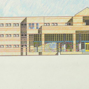 Drawing, West Elevation, US Embassy, Damascus, Syria, 1985