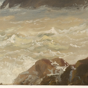 Drawing, Surf Pounding Against the Rocky Maine Coast, (Study for "Storm at Mount Desert"), 1862