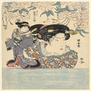 Print, Pentaptych: Five girls with theater puppets, 1805–20