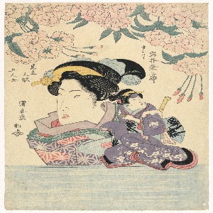 Print, Pentaptych: Five girls with theater puppets, 1805–20