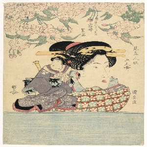 Print, Pentaptych: Five girls with theater puppets, 1805–20