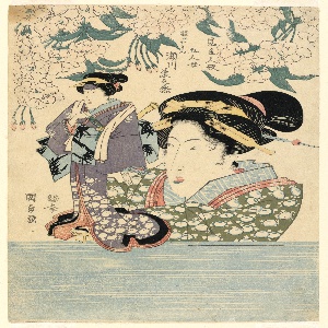 Print, Pentaptych: Five girls with theater puppets, 1805–20