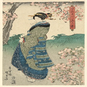 Print, Woman beneath cherry trees, ca. 1840