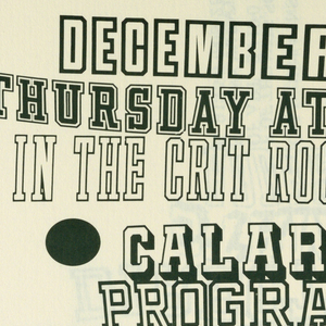 Poster Announcement, Cal Arts Program in Graphic Design Announcement: ...Prima Face - P. Scott Makela, December 9, 1994, 1994