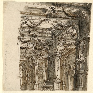 Drawing, Stage Design: Palace Interior, ca. 1720–40