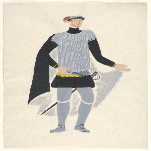 Drawing, Costume Design: Male Actor, for Queen of Scots, 1934
