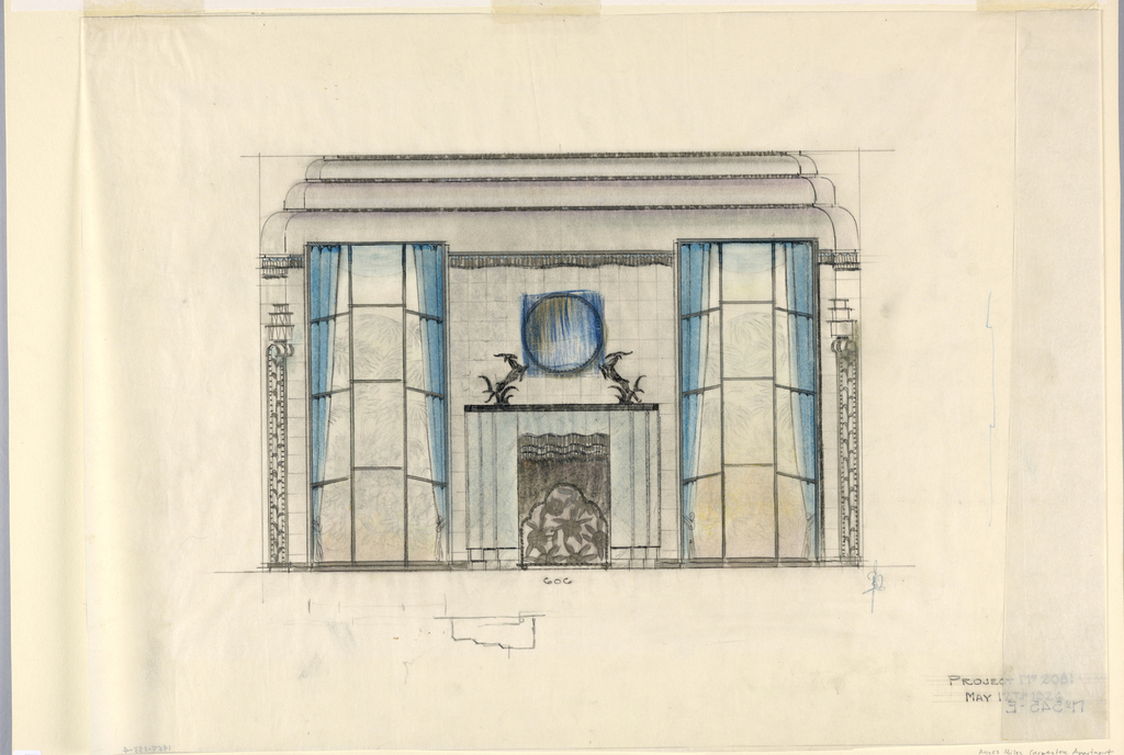 Drawing, Fireplace Wall Elevation, Dining Room, Agnes Miles Carpenter Residence, 950 Fifth Avenue, New York, NY