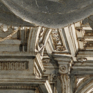 Drawing, Stage Design: Palace Atrium Supported by Columns and Pillars, ca. 1770