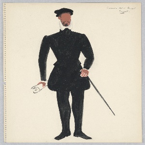 Drawing, Costume Design: James, for Queen of Scots, 1934