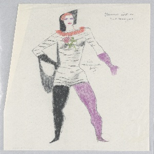 Drawing, Costume Design: Glamour Girl or Bal Masque, probably for Dashing Blades, ca. 1938