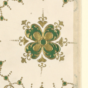 Drawing, Design for plate with green and gold floral motif
