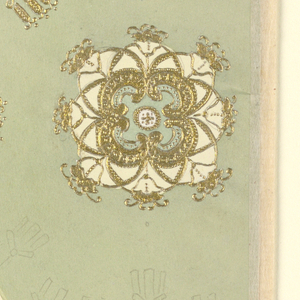 Drawing, Design for plate with gold blossoms