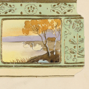 Drawing, Design for sugar bowl with image of swans