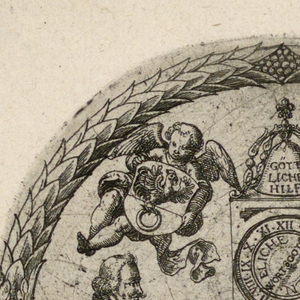 Print, Allegorical representation of the wedding of a member of the von Ringles family in Strasburg with a von Hengel, ca. 1590