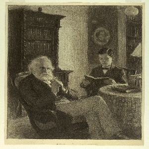 Drawing, Longfellow in his Study
