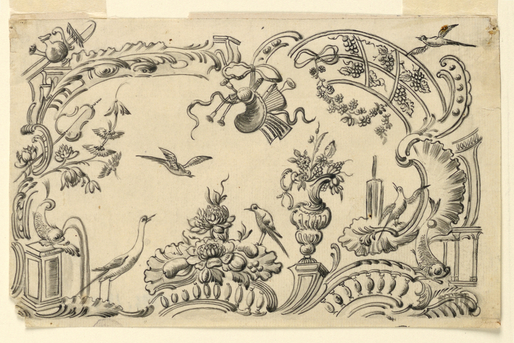 Drawing, Leaf with Motifs for Decorations of Snuff Boxes