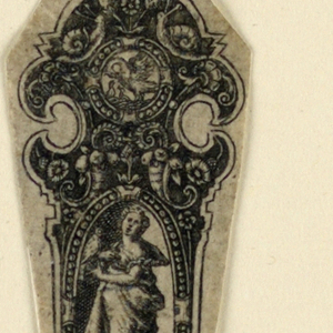 Print, Design for a Knife Handle Showing One of the Virtues, 1600–1625