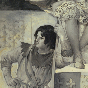 Drawing, Pages and Knights, Frontispiece for "The Man at Arms", 1887