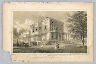 Print, Residence of the Post Family–Now Claremont Hotel. Bloomingdale Road near Manhattanville. 1860 (for D.T. Valentine's Manual 1861)