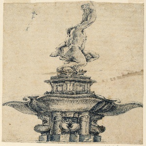 Drawing, Design for a Triton Fountain after Giambologna, 1650–75