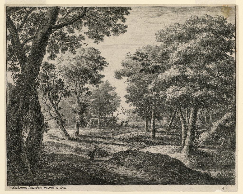 Print, Three Figures in a Wooded Landscape