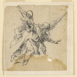 Drawing, A Flying Angel Carrying a Wreath, early 17th century