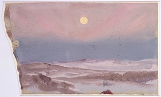 Drawing, Winter Landscape with Full Moon at Twilight