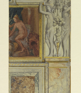 Drawing, Section of wall, Escalier de la cour ovale, Palace of Fontainebleau, France, ca. 1895