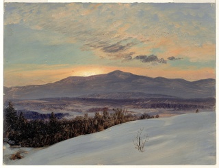Drawing, Winter Sunset Across the Hudson Valley, Hudson, New York